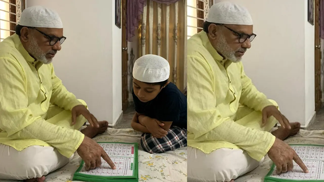 নাতির কাছে কায়দা শিখছেন মিশা!